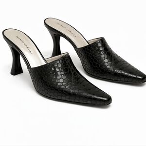Franco Carolli Black Snake Print Mules